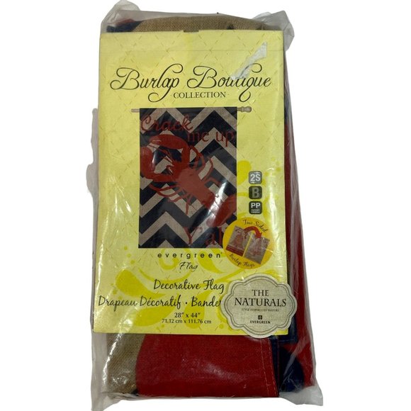 NOS Crack Me Up Y'all Lobster Crab Flag Yankee Candle Evergreen BURLAP 28x44 - Picture 1 of 4